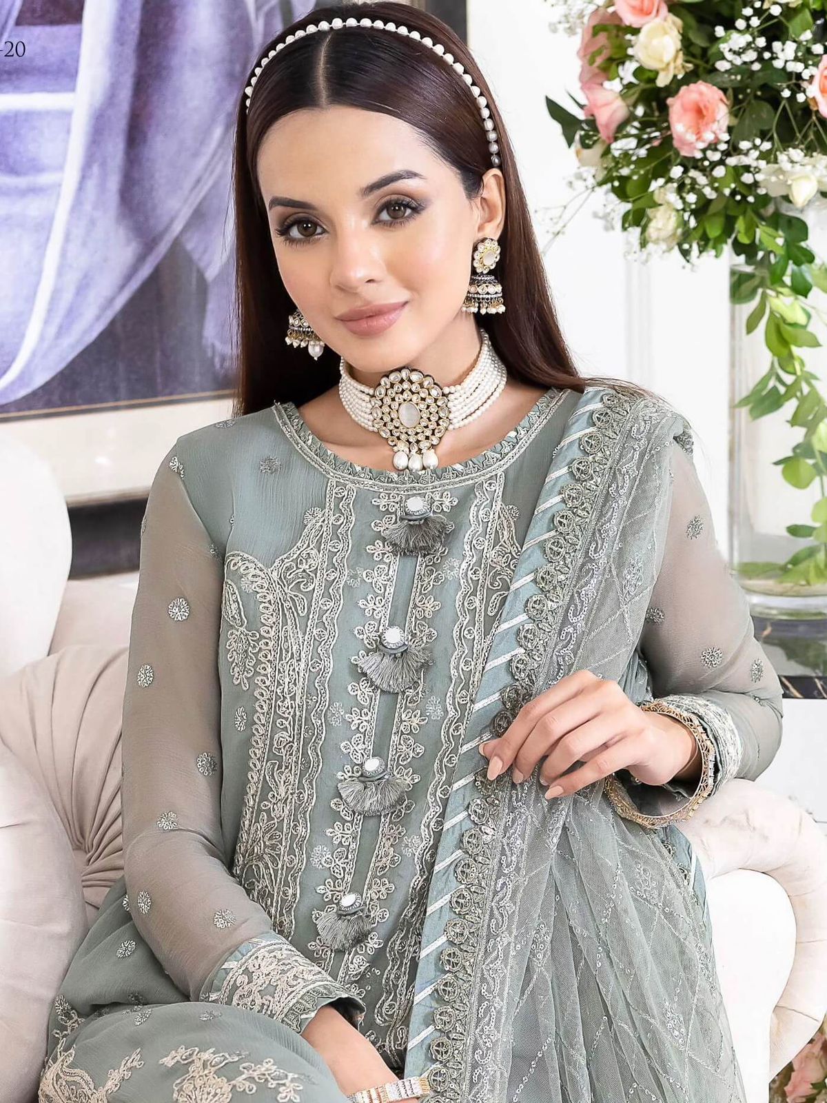 Asim Jofa JHILMIL Chiffon Collection – AJJMLC_D20-23 Luxury Embroidered Dress - Image 7