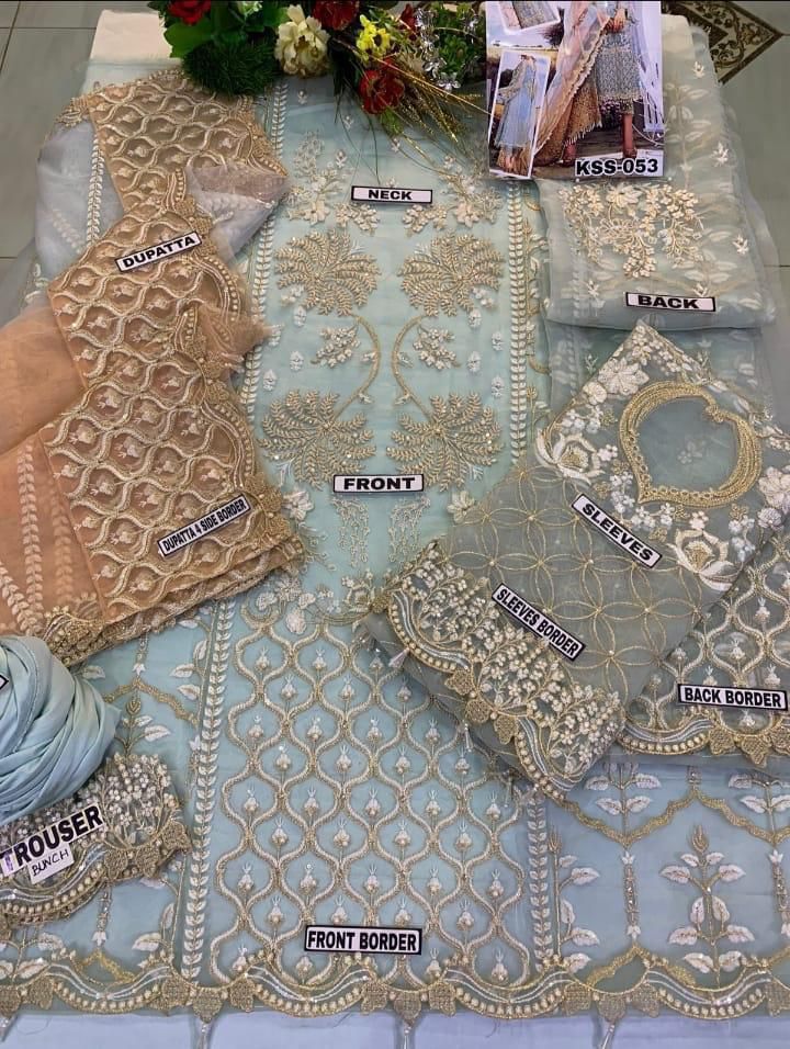 Agha Noor Luxury Organza Dress – Heavy Embroidered with Handwork - Image 5