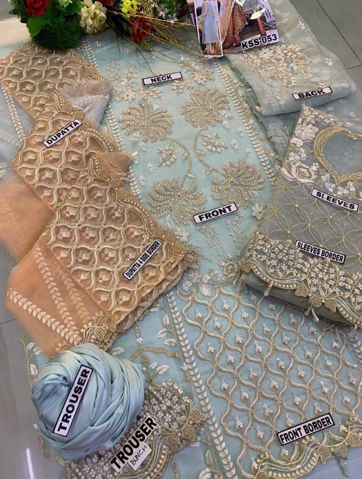 Agha Noor Luxury Organza Dress – Heavy Embroidered with Handwork - Image 3