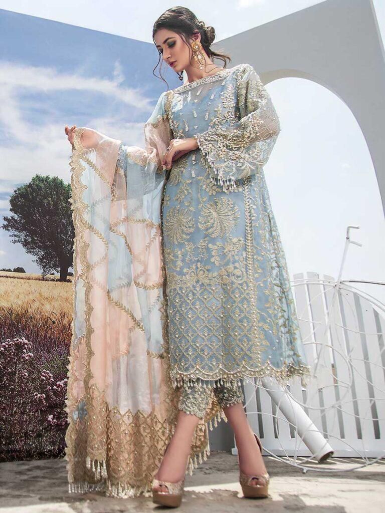 Agha Noor Luxury Organza Dress – Heavy Embroidered with Handwork