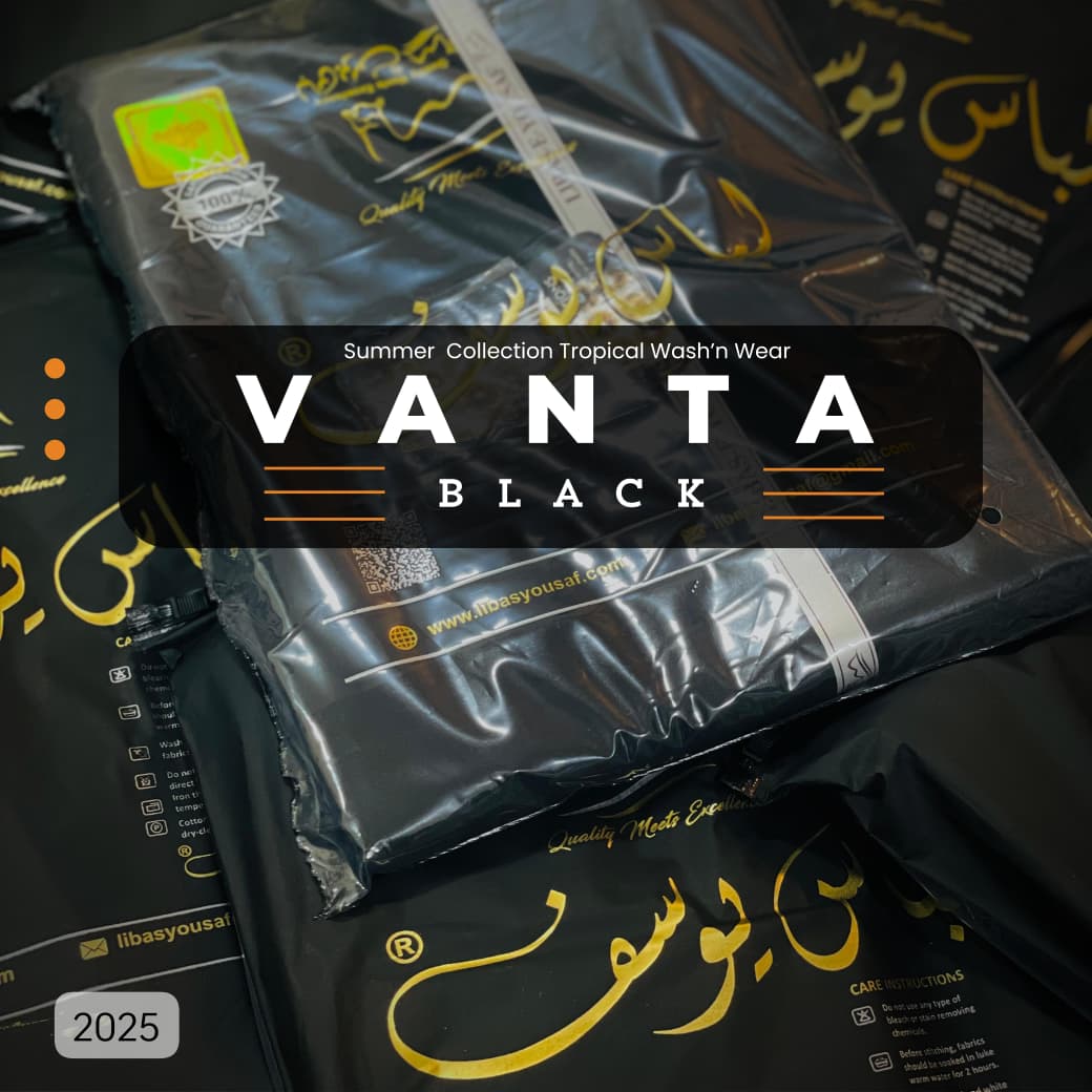 VANTA-BLACK 2025 – Premium Men’s Unstitched Wash & Wear Fabric (Jet Black)