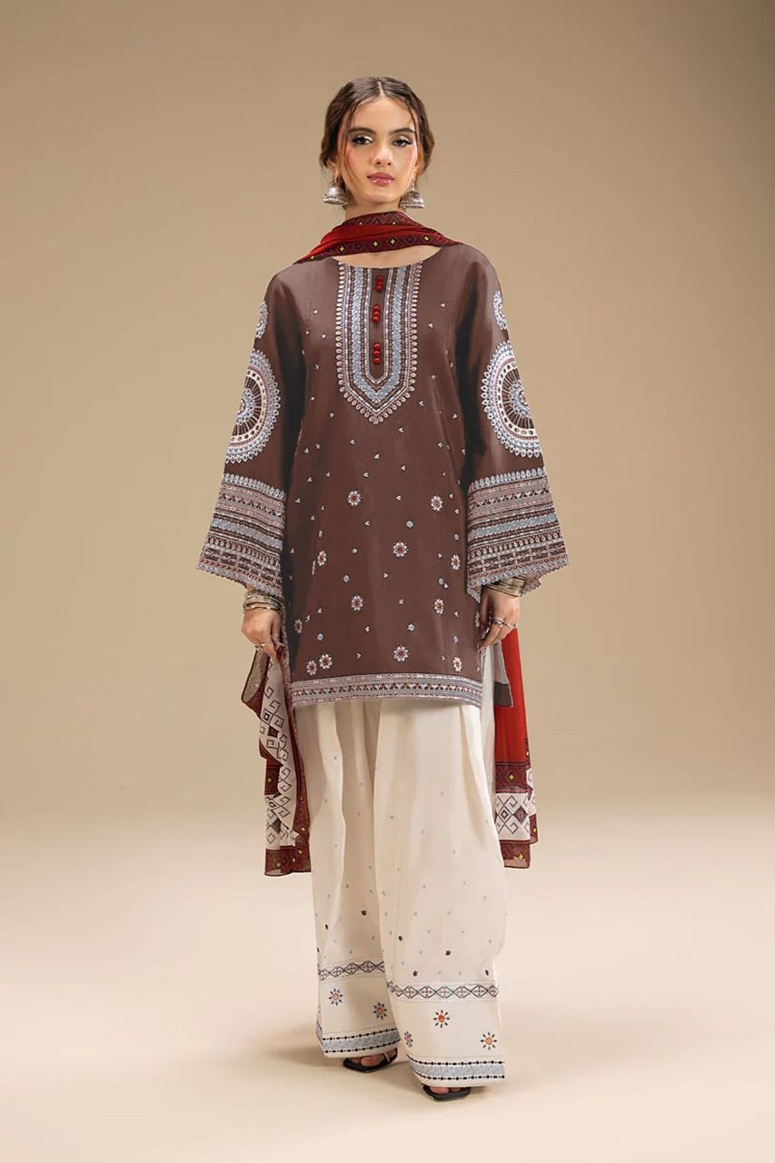 PREMIUM AIR-JET DHANAK 3PC EMBROIDERED SUIT - Image 5