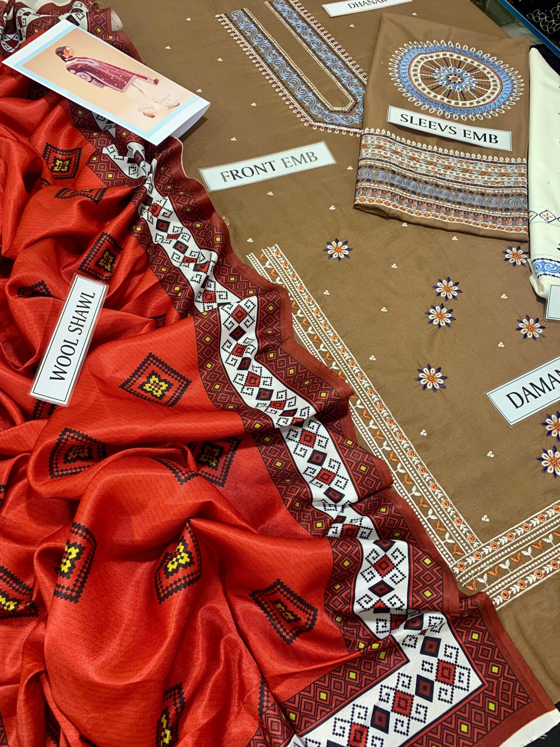 PREMIUM AIR-JET DHANAK 3PC EMBROIDERED SUIT