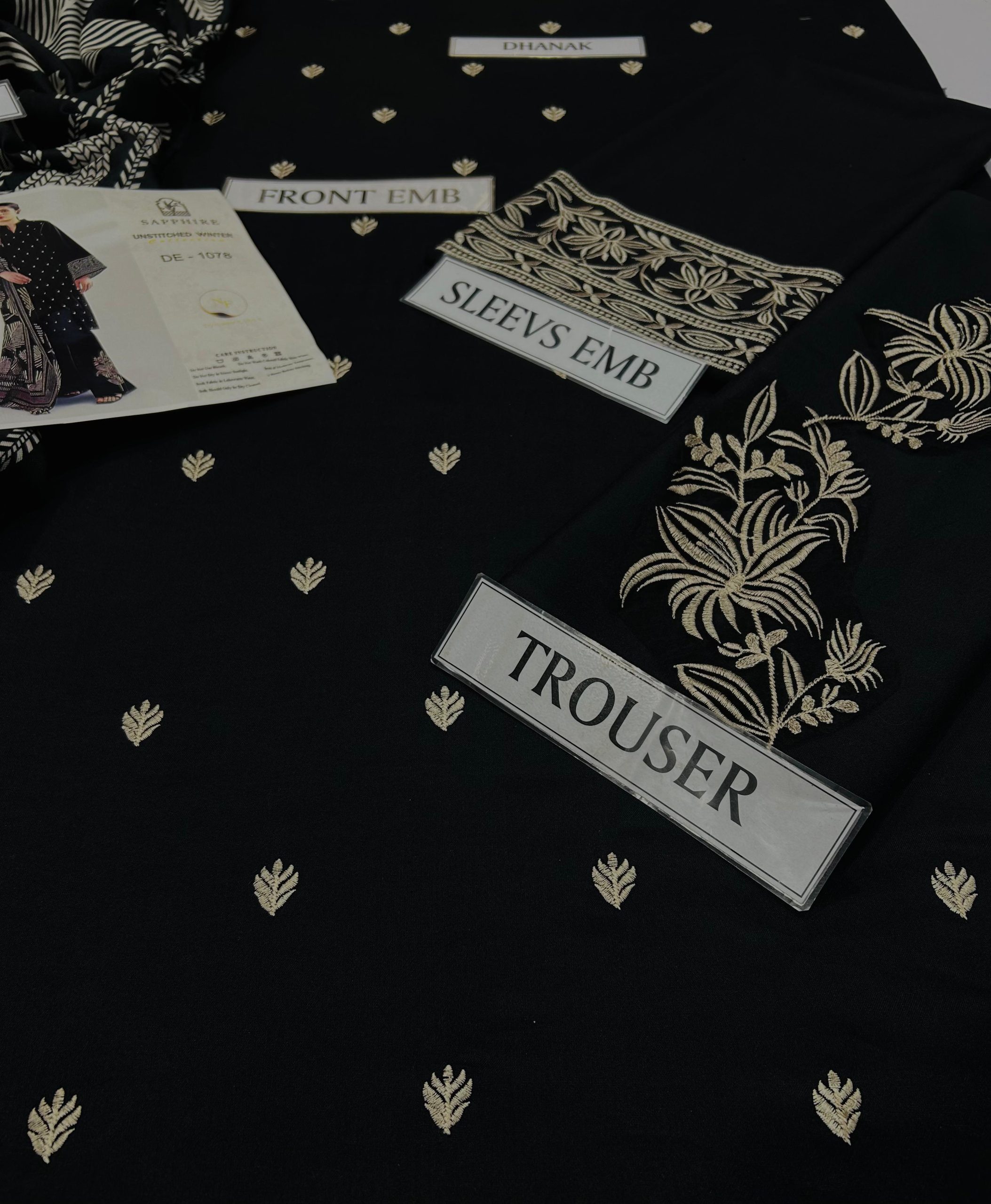 SAPPHIRE PREMIUM AIR-JET DHANAK 3PC EMBROIDERED SUIT - Image 5