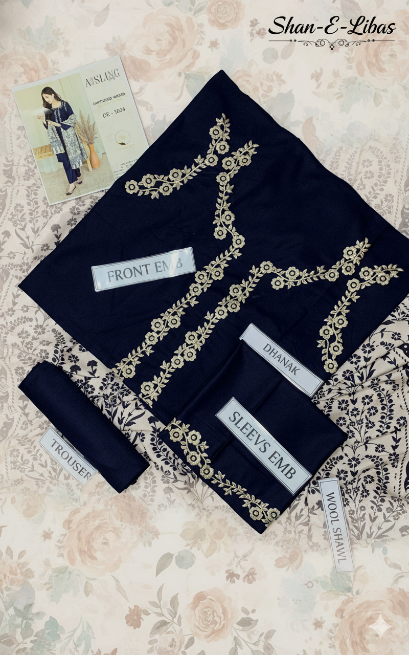 Premium 3PC Embroidered Suits with Pashmina Shawl - Image 5
