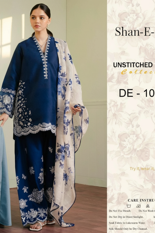 ZARA SHAHJAHAN PREMIUM 3PC EMBROIDERED SUIT WITH PASHMINA SHAWL