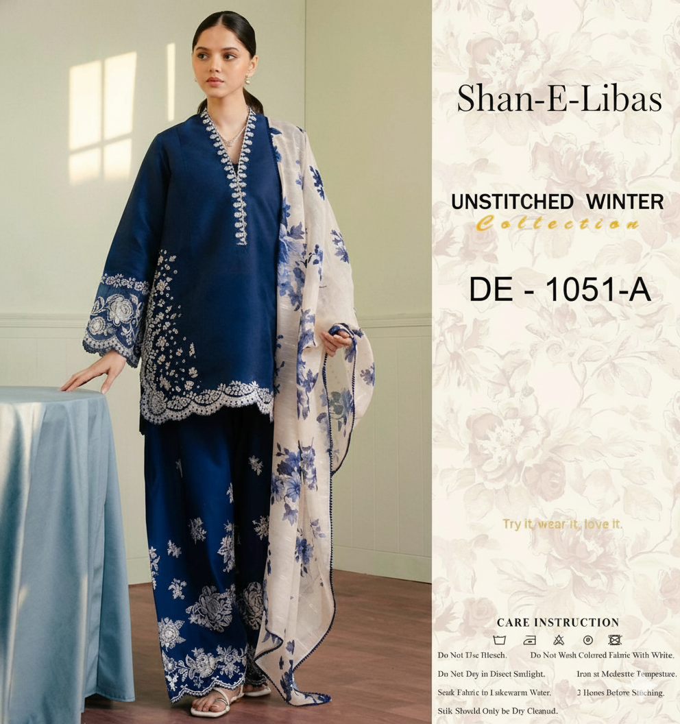 ZARA SHAHJAHAN PREMIUM 3PC EMBROIDERED SUIT WITH PASHMINA SHAWL
