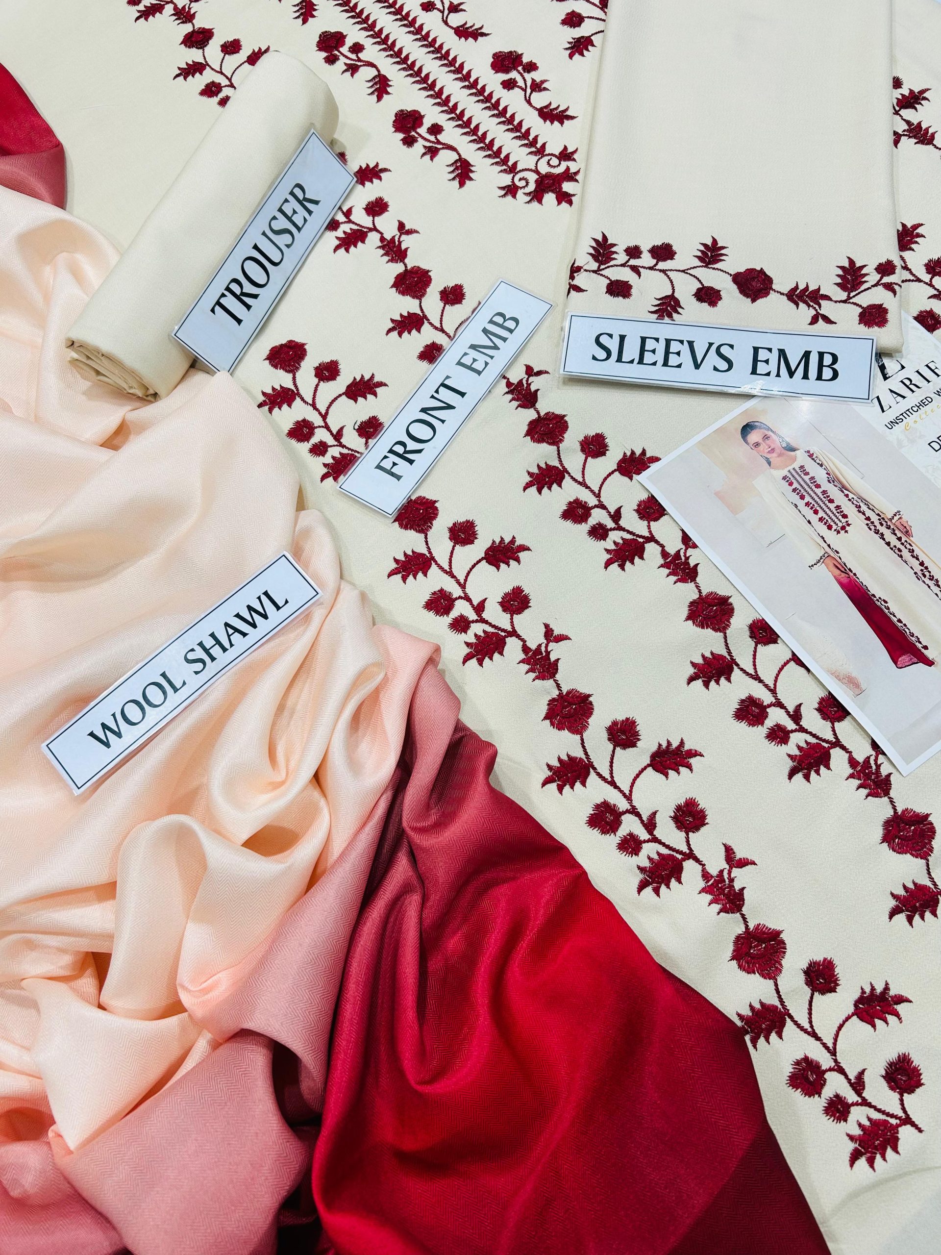 SAPPHIRE PREMIUM AIR-JET DHANAK 3PC EMBROIDERED SUIT - Image 10