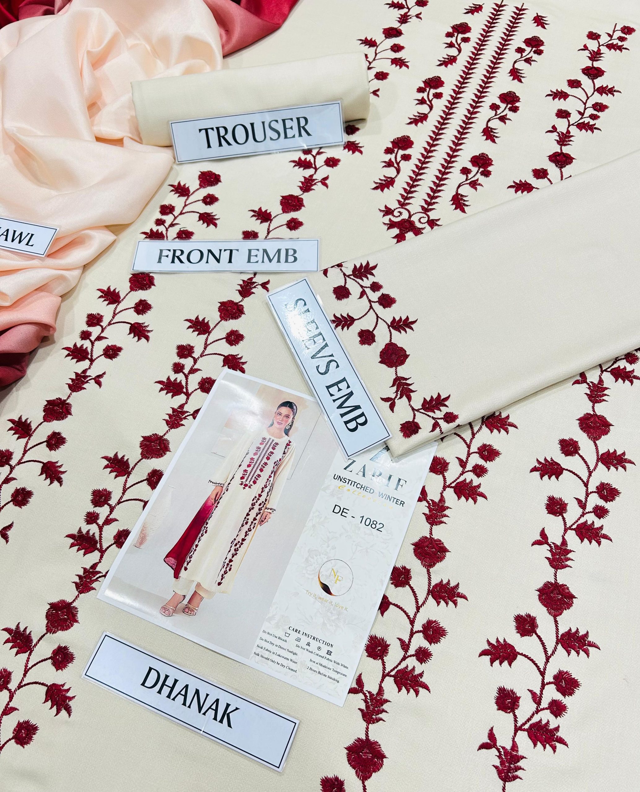 SAPPHIRE PREMIUM AIR-JET DHANAK 3PC EMBROIDERED SUIT - Image 11