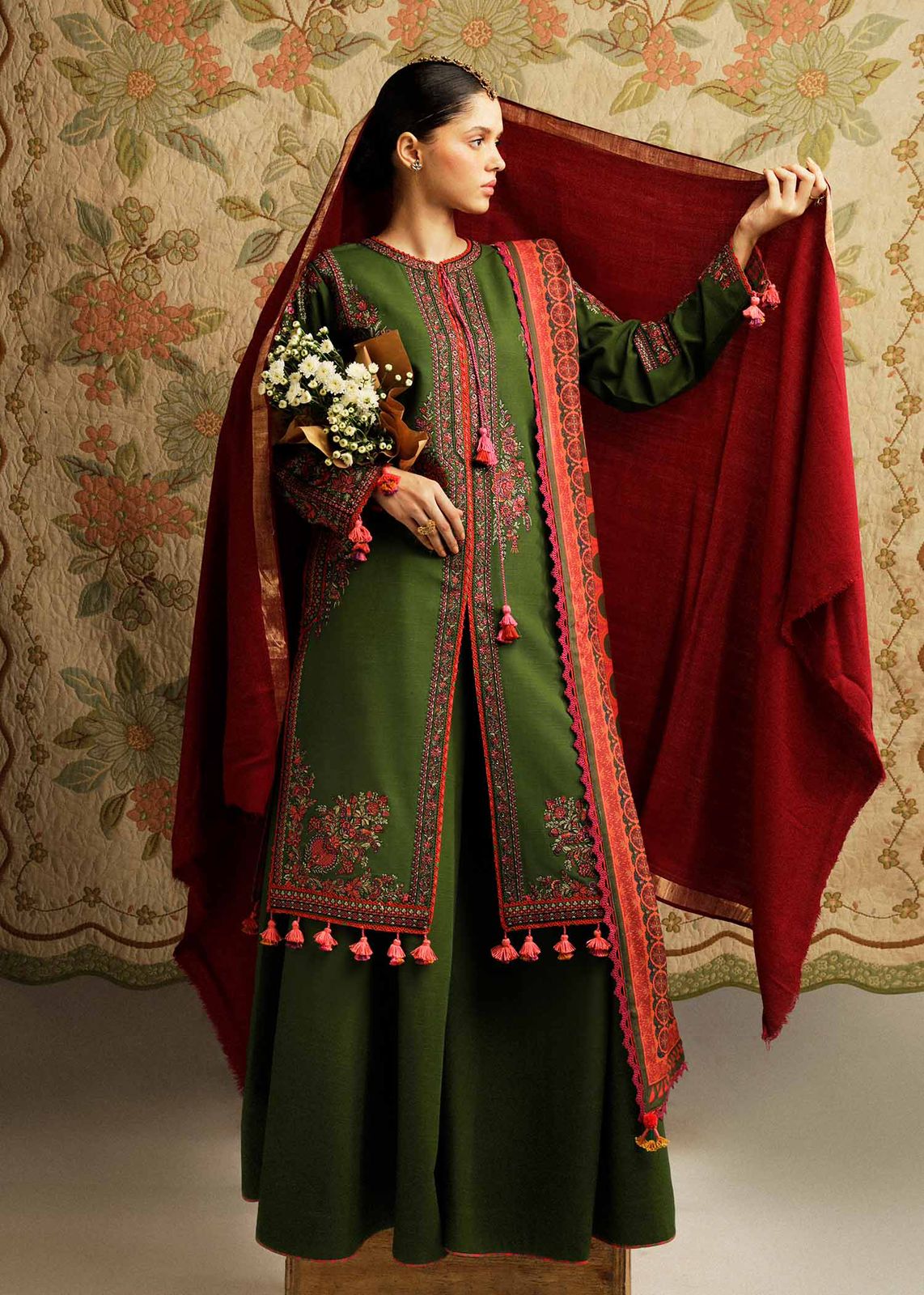 HUSSAIN REHAR PREMIUM AIR-JET DHANAK 3PC EMBROIDERED SUIT - Image 4
