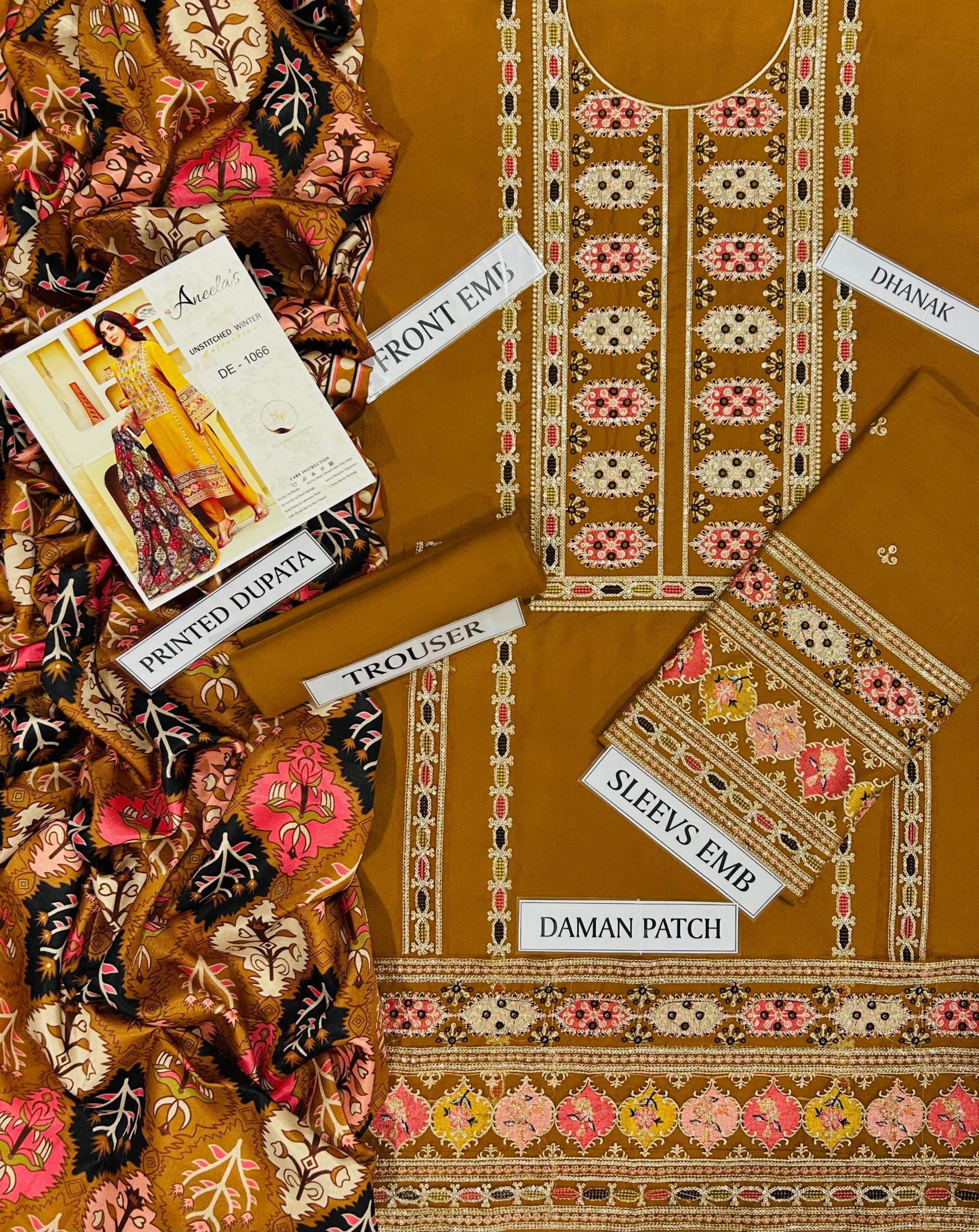 Premium 3PC Sequined Embroidered Suits with Pashmina Shawl - Image 8