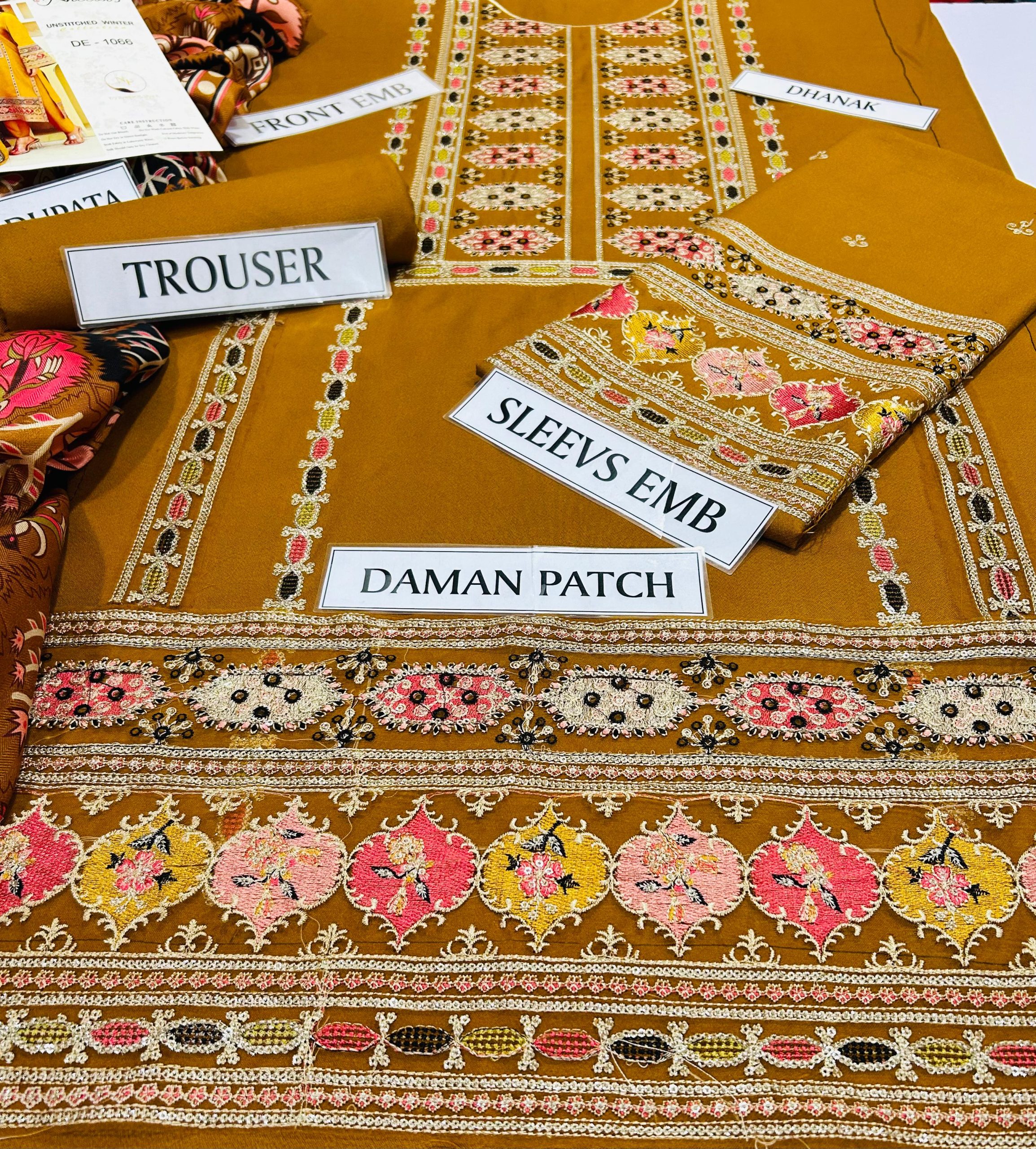 Premium 3PC Sequined Embroidered Suits with Pashmina Shawl - Image 9