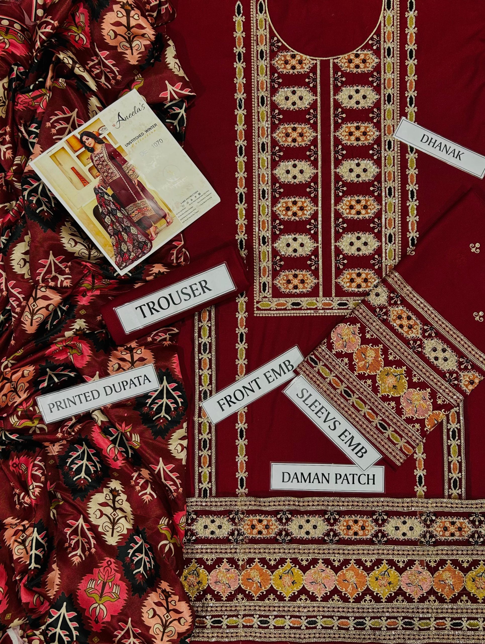 Premium 3PC Sequined Embroidered Suits with Pashmina Shawl - Image 4