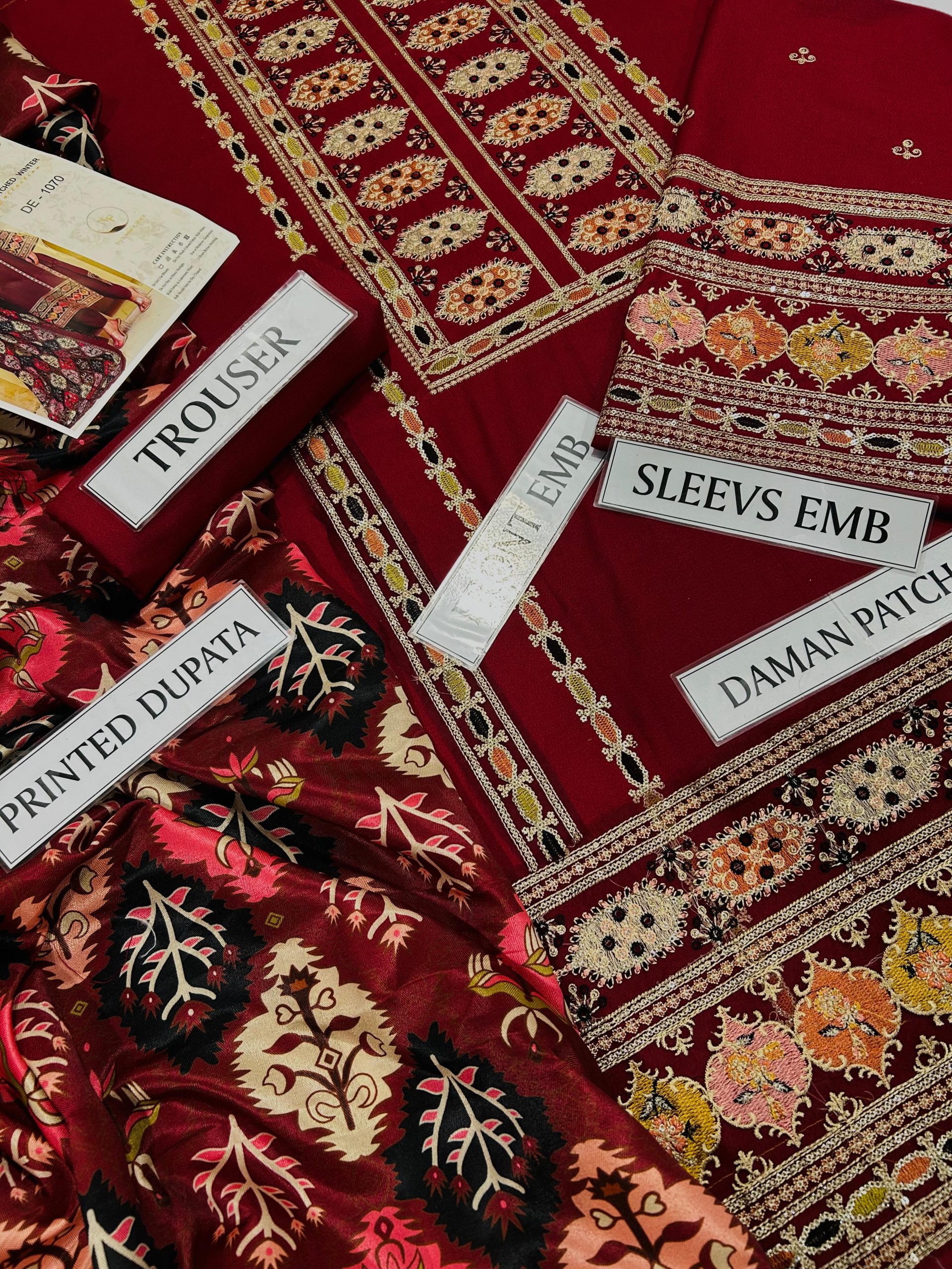 Premium 3PC Sequined Embroidered Suits with Pashmina Shawl - Image 6