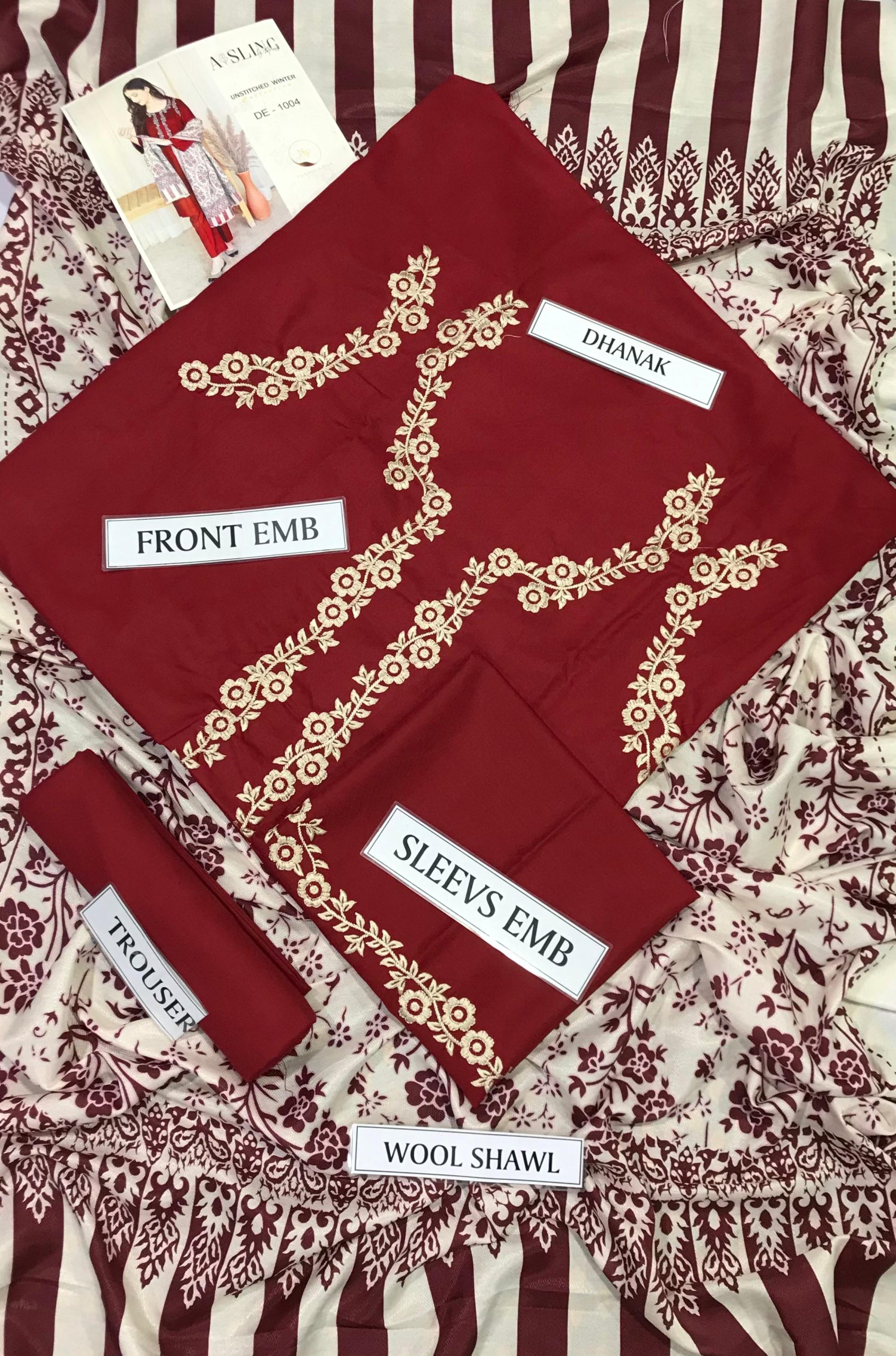 Premium 3PC Embroidered Suits with Pashmina Shawl - Image 3