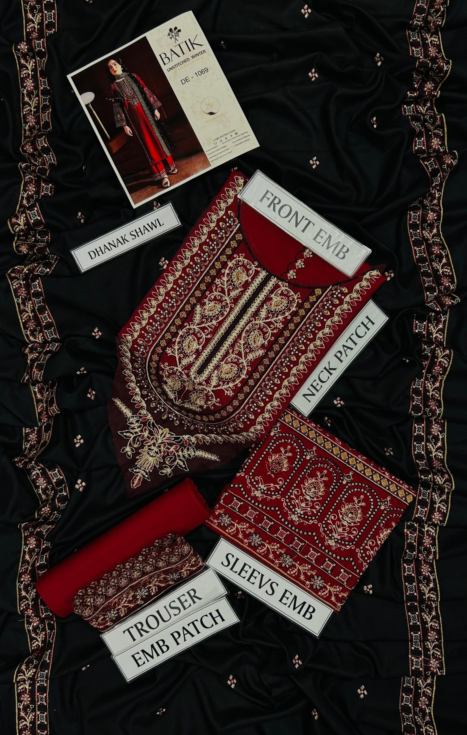 BATIK PREMIUM 3PC SEQUINED EMBROIDERED SUIT WITH DHANAK SHAWL - Image 7