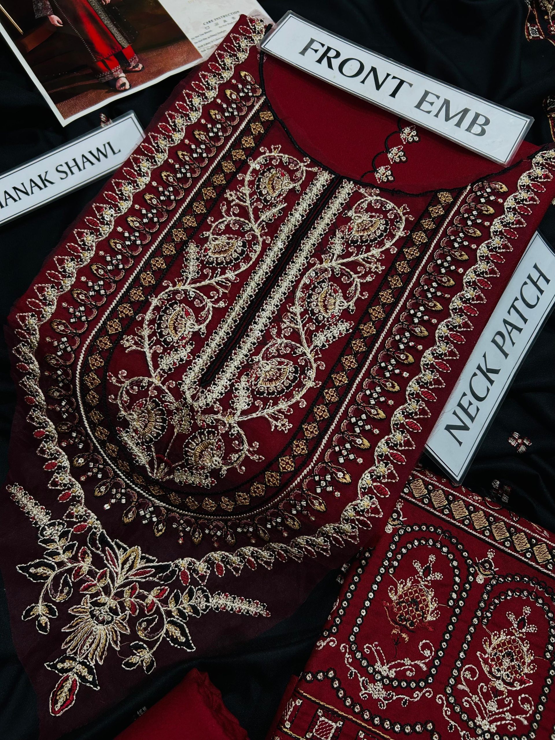 BATIK PREMIUM 3PC SEQUINED EMBROIDERED SUIT WITH DHANAK SHAWL - Image 8