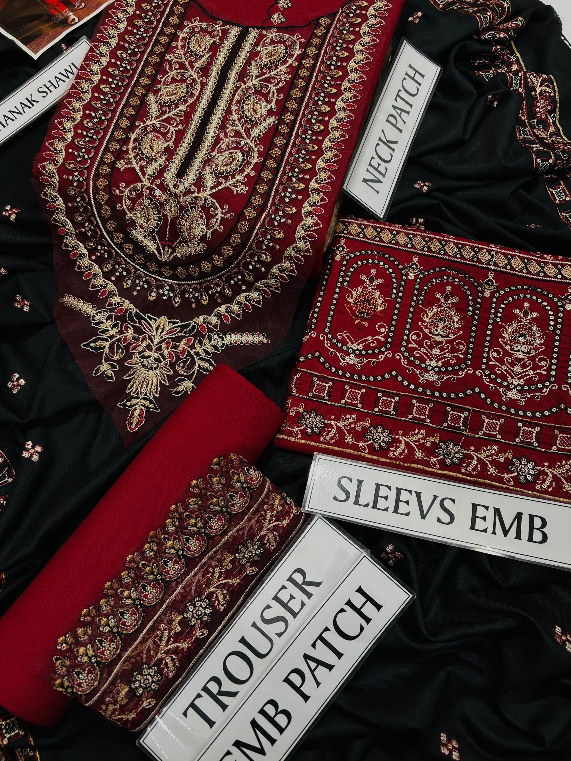 BATIK PREMIUM 3PC SEQUINED EMBROIDERED SUIT WITH DHANAK SHAWL - Image 9