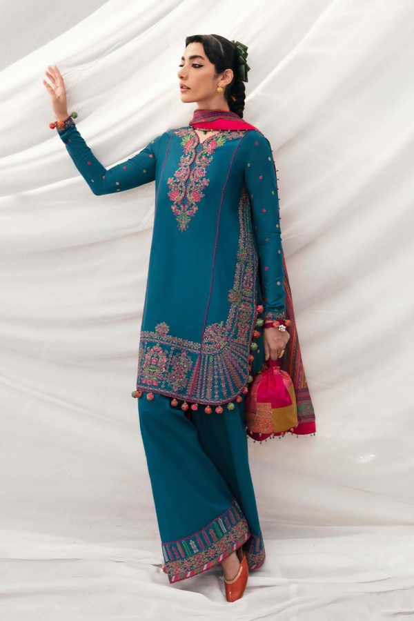 HUSSAIN REHAR PREMIUM 3PC EMBROIDERED SUIT WITH PASHMINA SHAWL