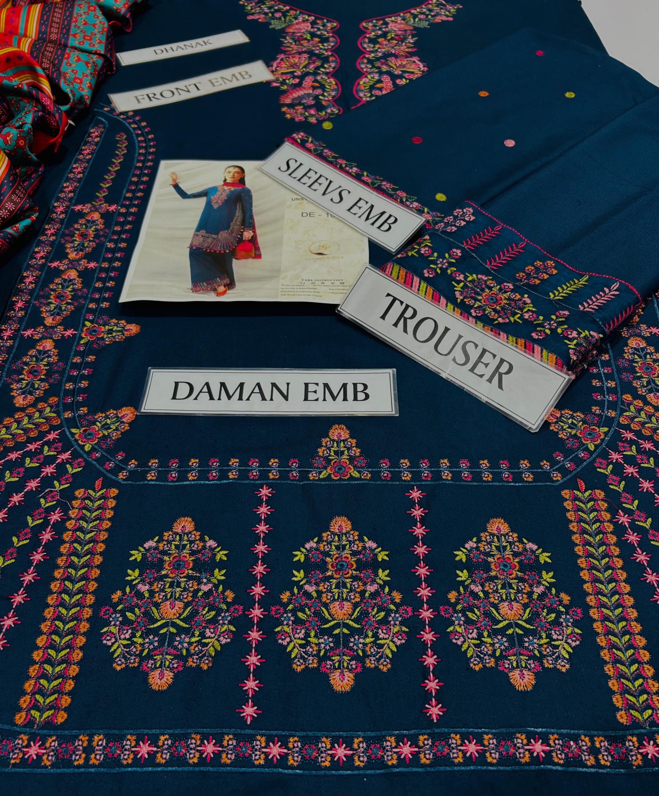 HUSSAIN REHAR PREMIUM 3PC EMBROIDERED SUIT WITH PASHMINA SHAWL - Image 6