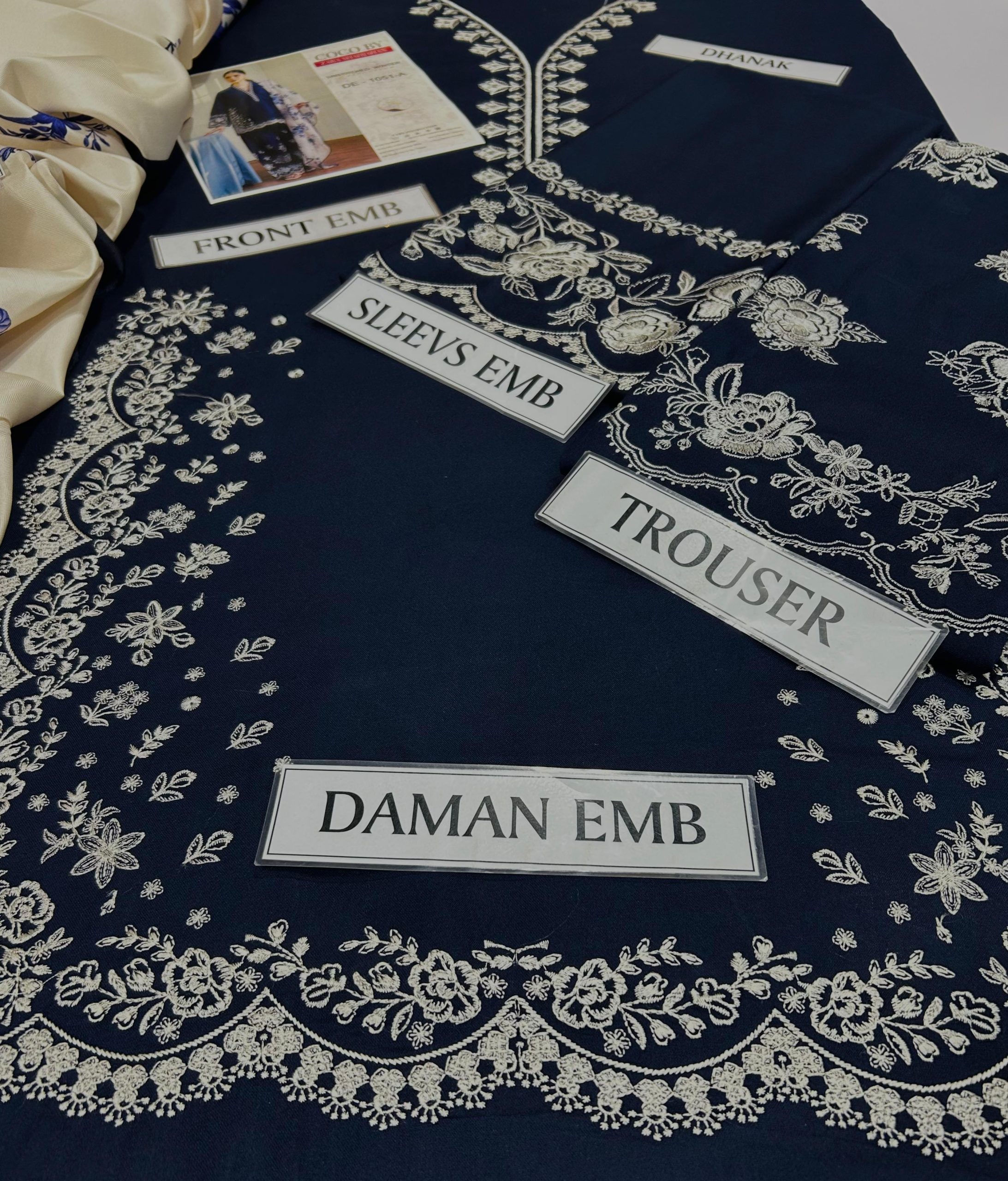 ZARA SHAHJAHAN PREMIUM 3PC EMBROIDERED SUIT WITH PASHMINA SHAWL - Image 8