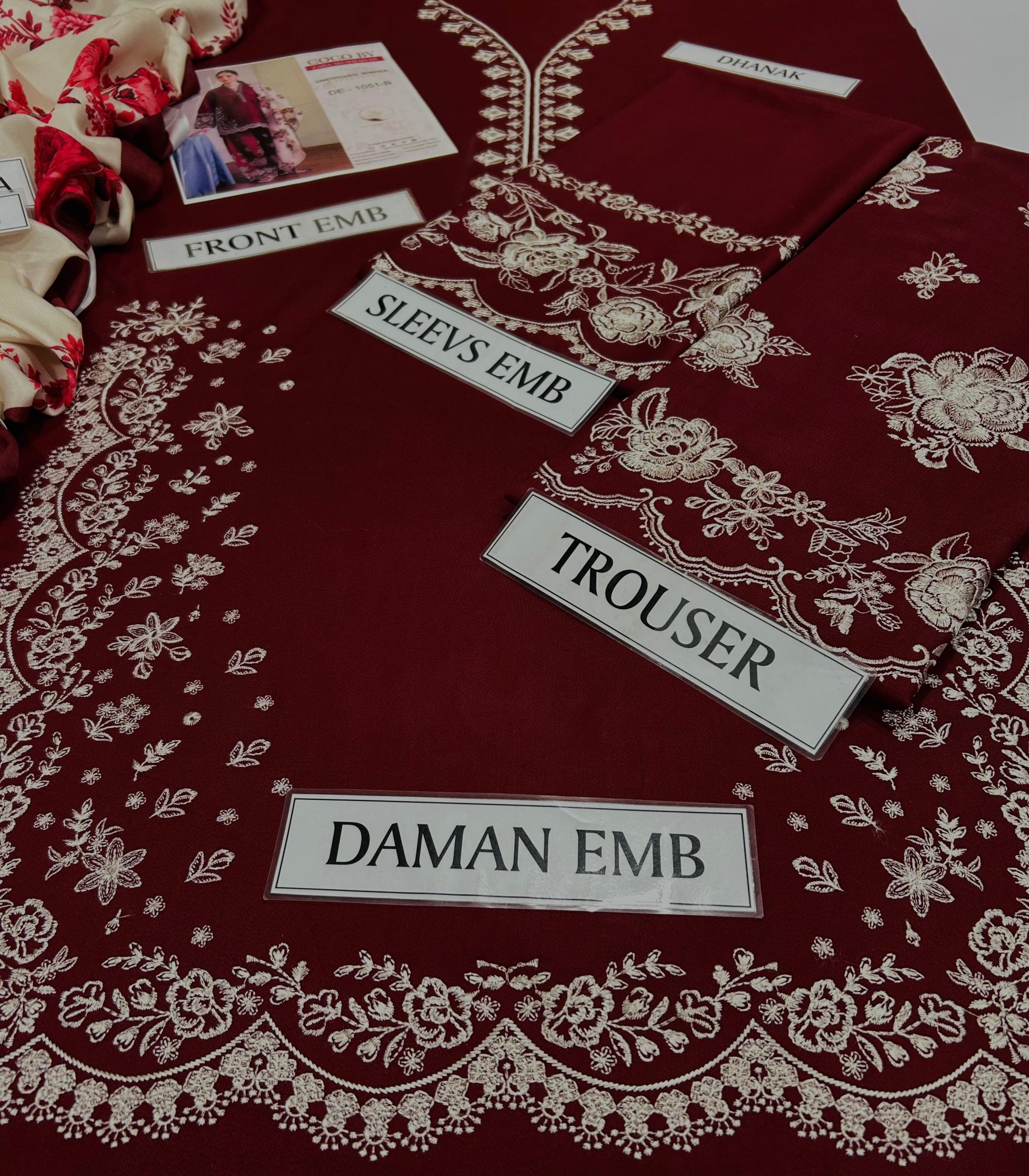 ZARA SHAHJAHAN PREMIUM 3PC EMBROIDERED SUIT WITH PASHMINA SHAWL - Image 4