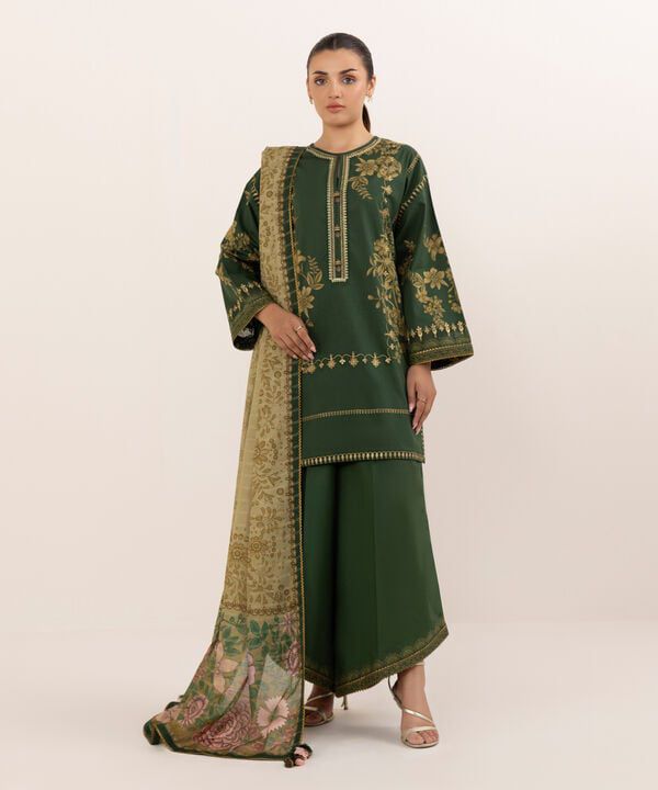 SAPPHIRE GREEN 3PC HEAVY EMBROIDERED SUIT