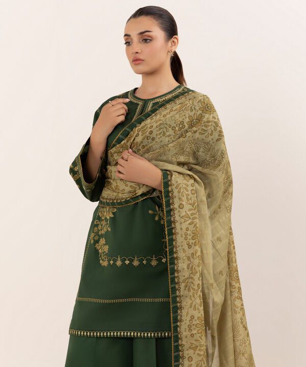 SAPPHIRE GREEN 3PC HEAVY EMBROIDERED SUIT