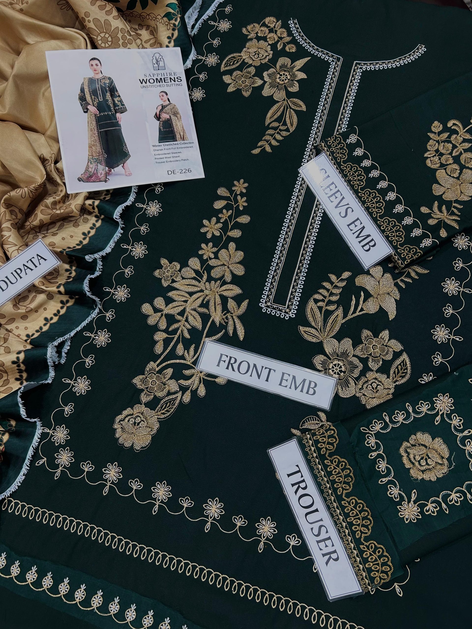 SAPPHIRE GREEN 3PC HEAVY EMBROIDERED SUIT - Image 5