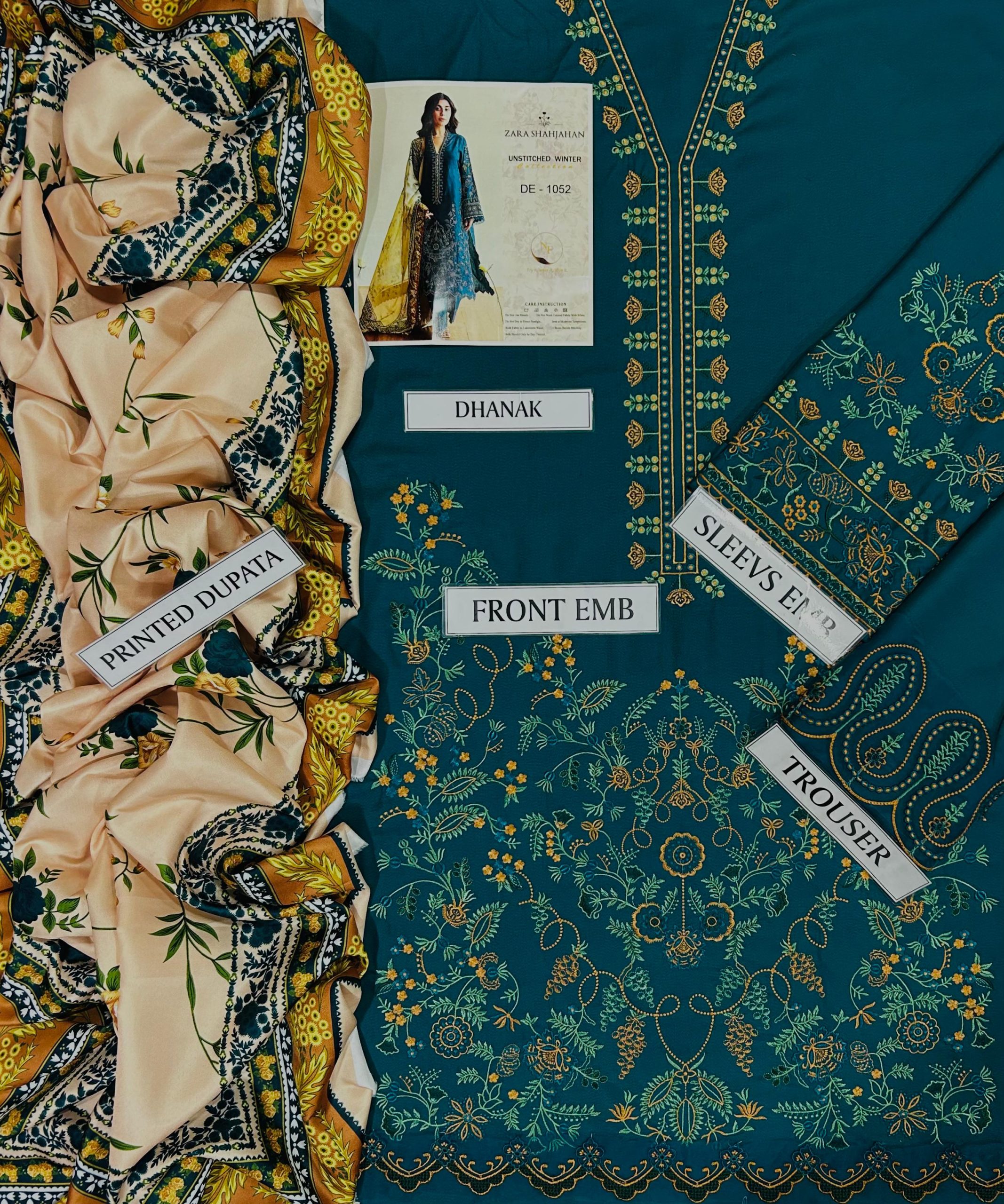 COCO 3PC HEAVY EMBROIDERED SUIT WITH PASHMINA SHAWL - Image 5