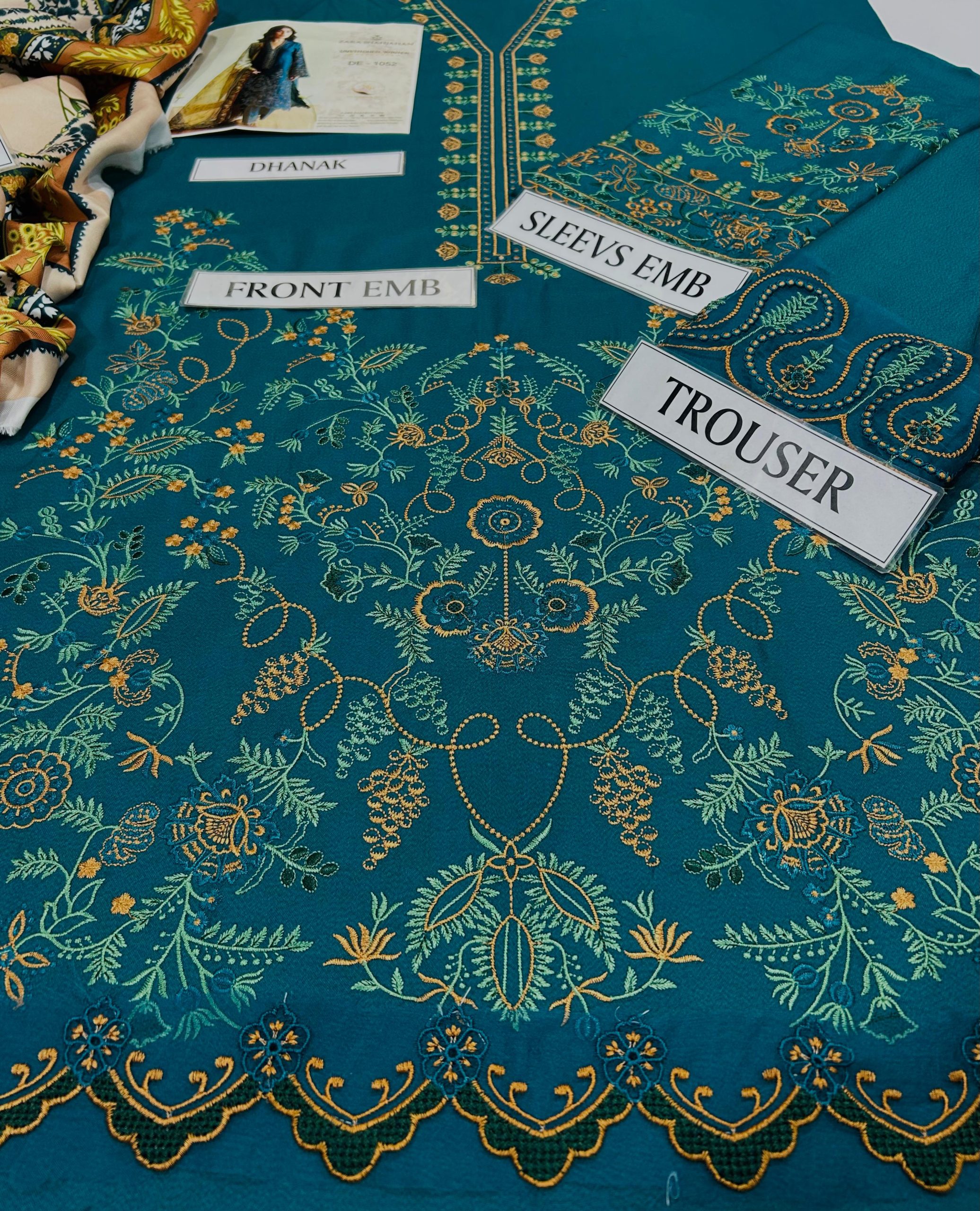 COCO 3PC HEAVY EMBROIDERED SUIT WITH PASHMINA SHAWL - Image 6