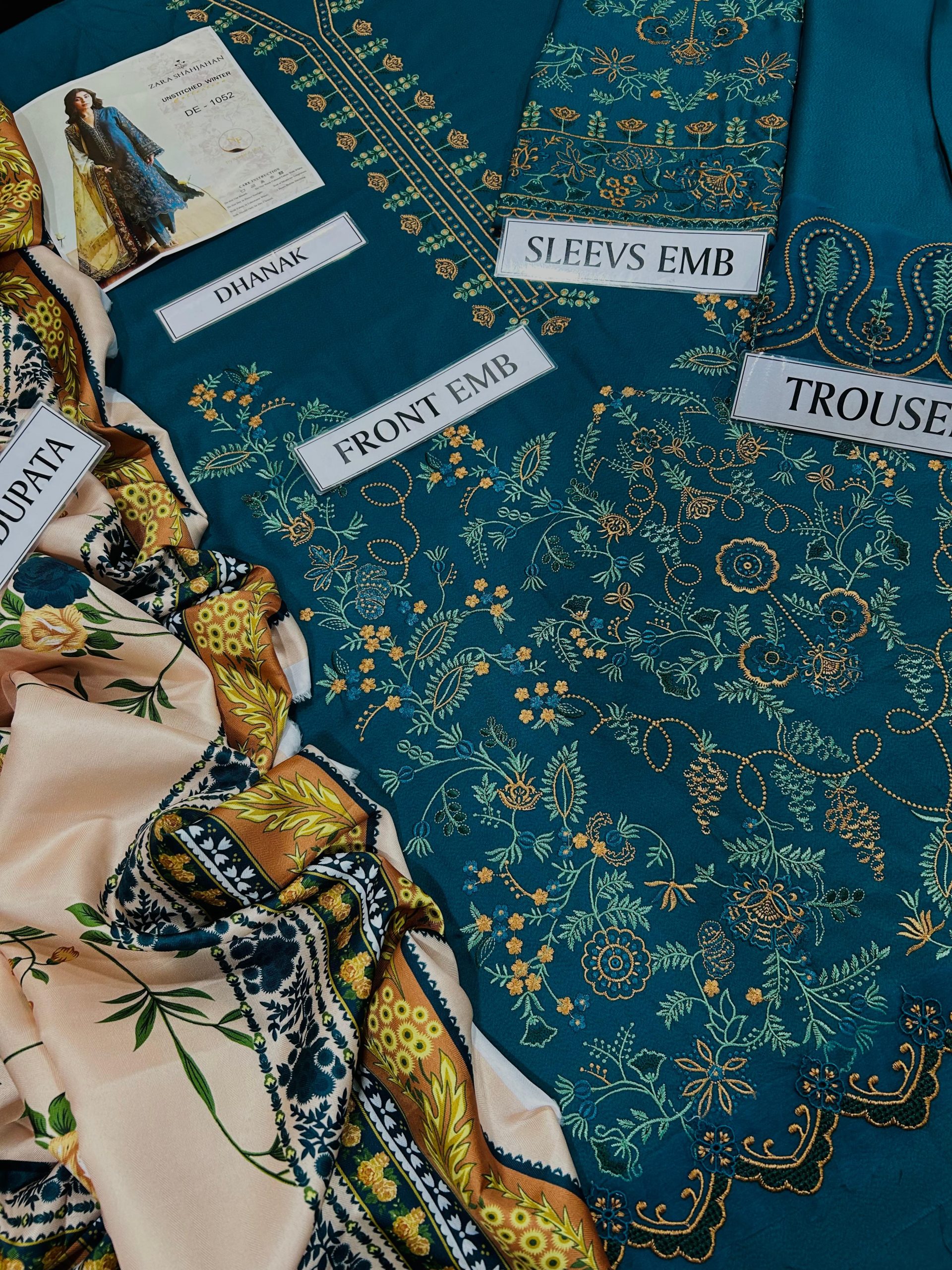 COCO 3PC HEAVY EMBROIDERED SUIT WITH PASHMINA SHAWL - Image 8