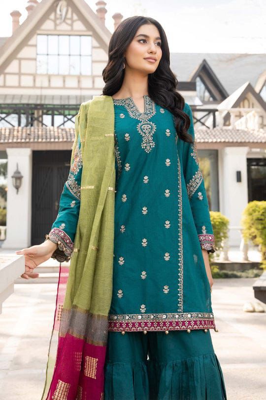MARIA.B 3PC HEAVY EMBROIDERED SUIT WITH PASHMINA SHAWL - Image 3