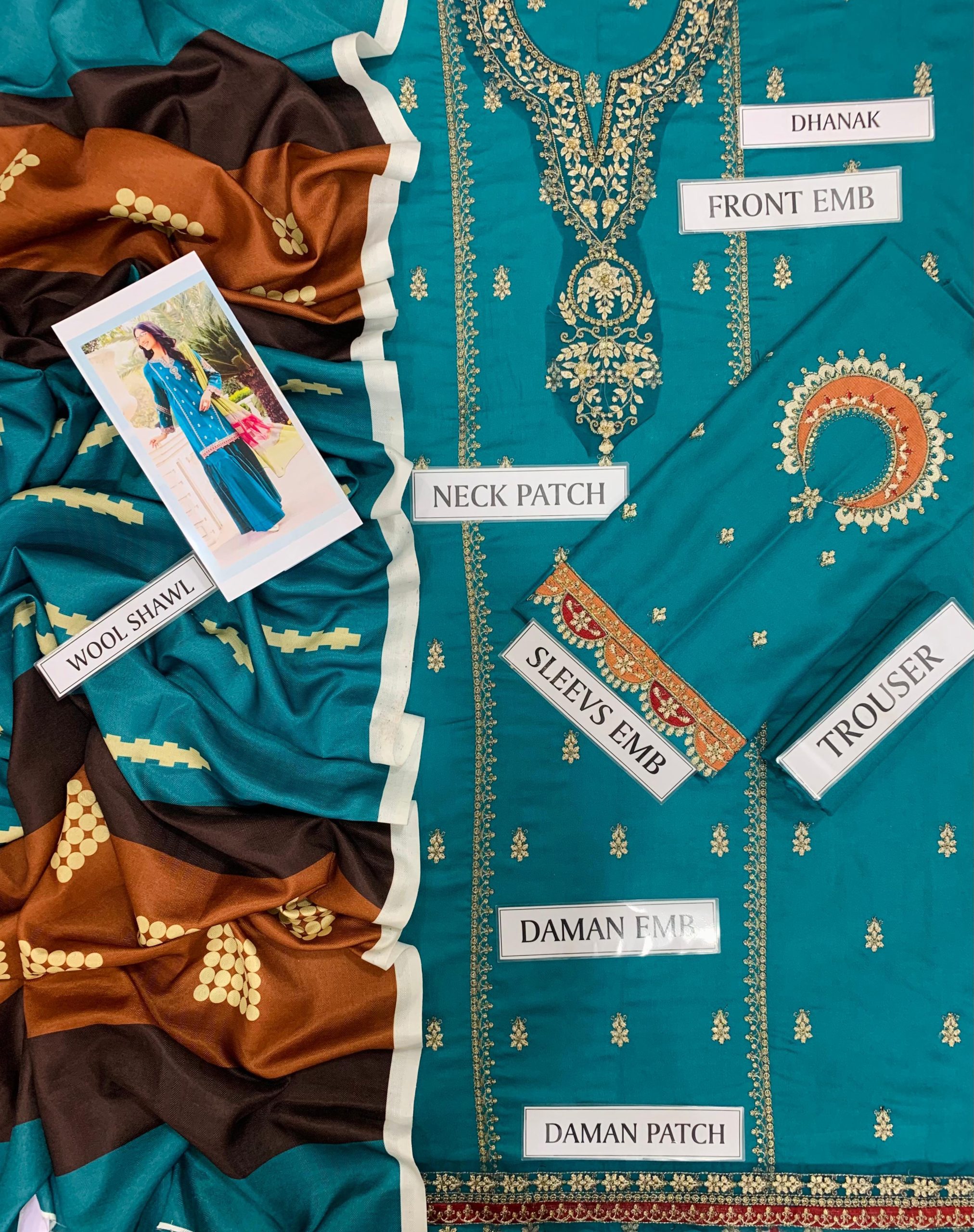 MARIA.B 3PC HEAVY EMBROIDERED SUIT WITH PASHMINA SHAWL - Image 4