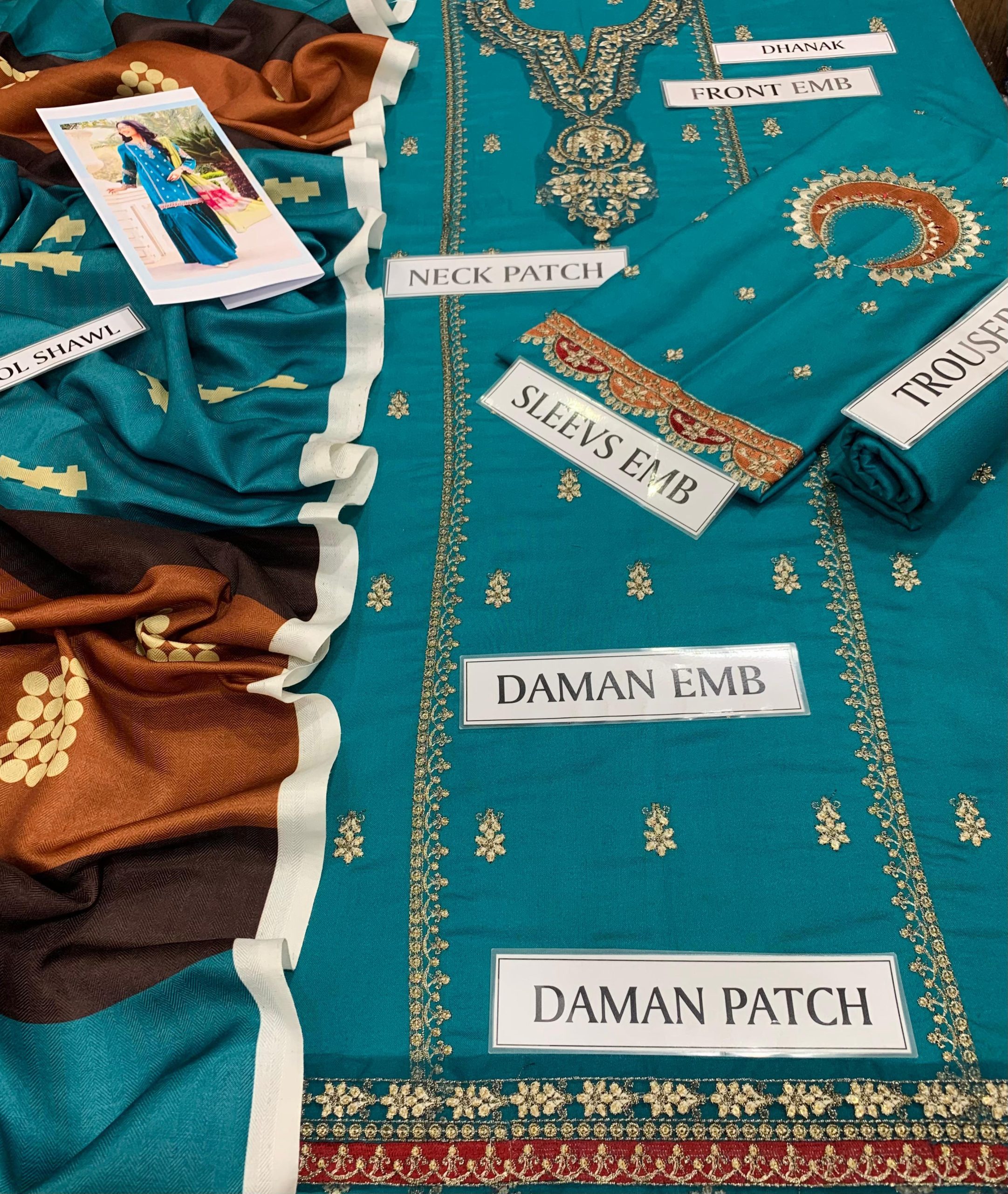 MARIA.B 3PC HEAVY EMBROIDERED SUIT WITH PASHMINA SHAWL - Image 6