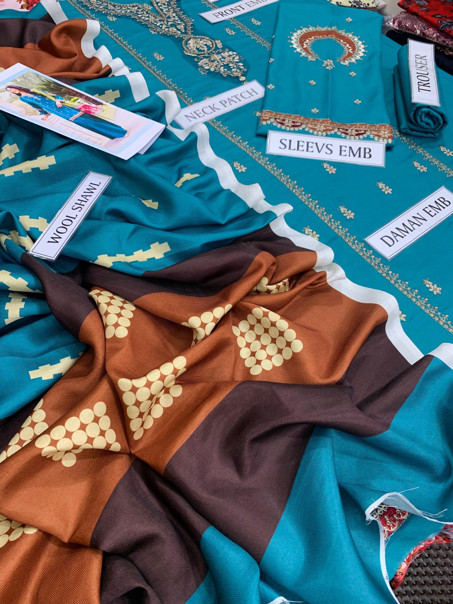 MARIA.B 3PC HEAVY EMBROIDERED SUIT WITH PASHMINA SHAWL - Image 7