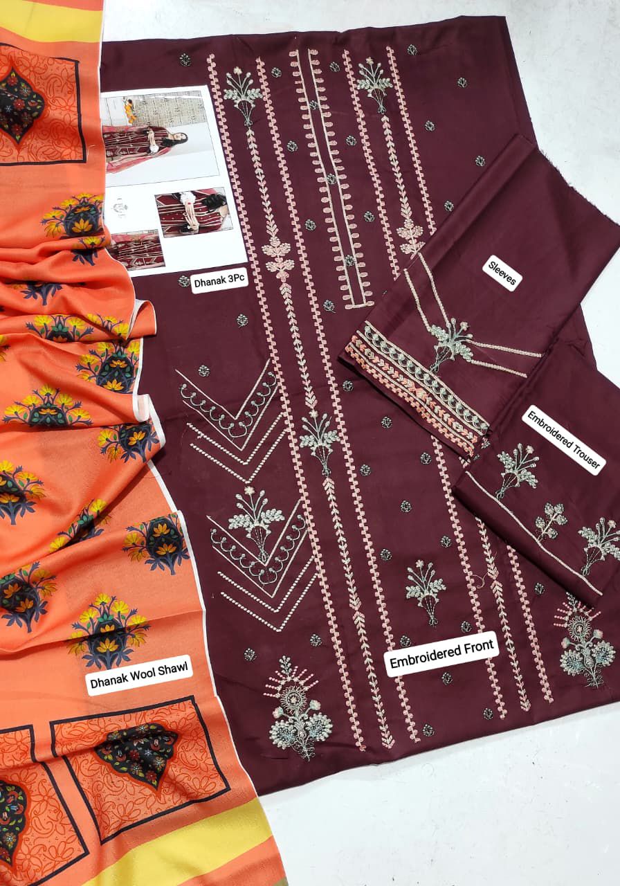 Asling Winter Dhanak Collection 2025-2026 – Premium Air-Jet Dhanak 3PC Embroidered Suit