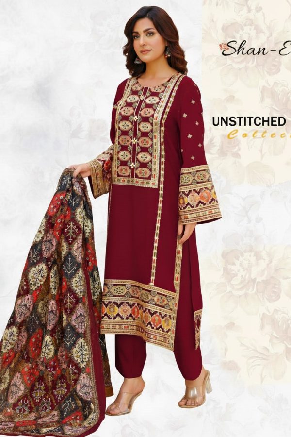 Premium 3PC Sequined Embroidered Suits with Pashmina Shawl