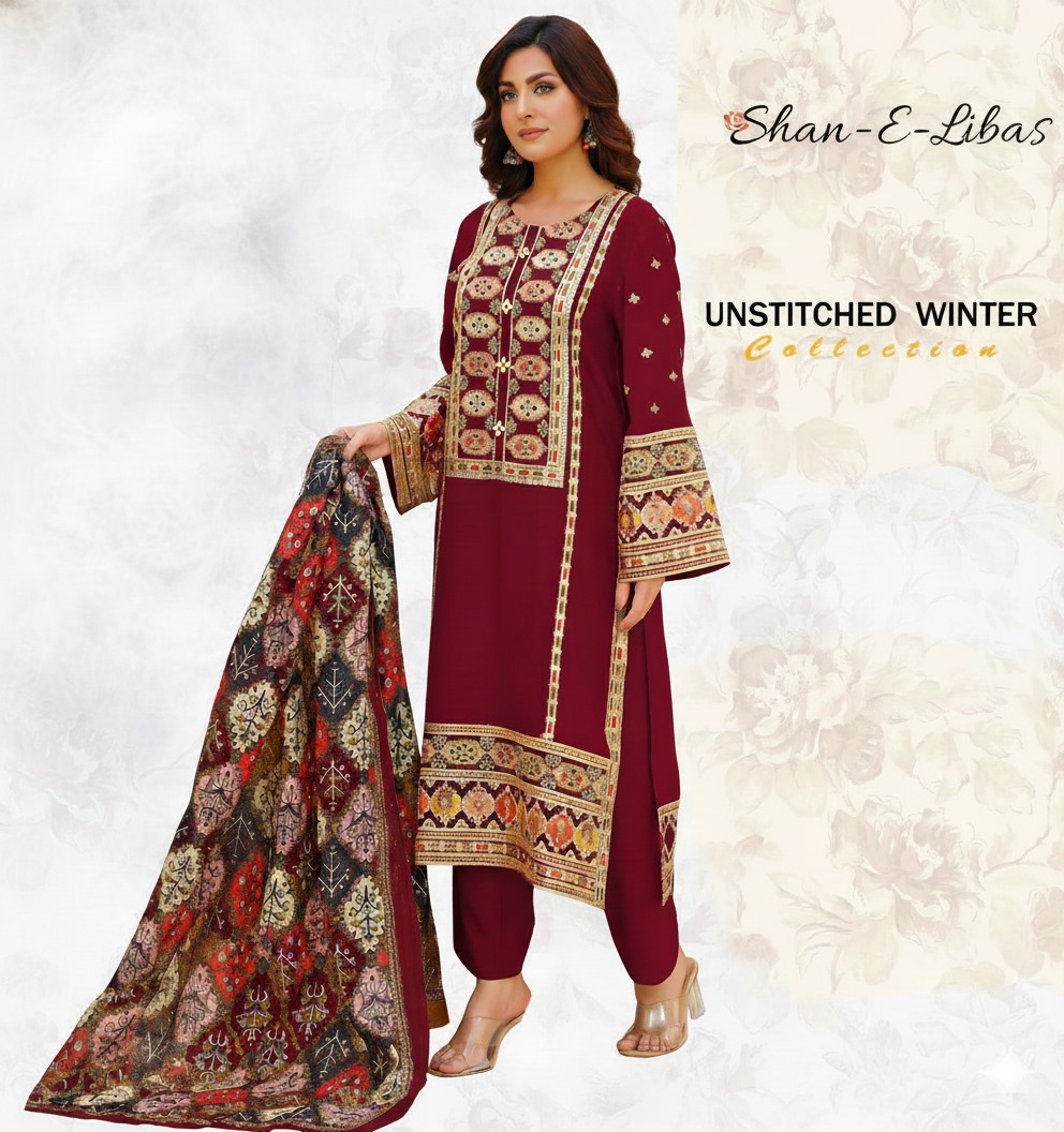 Premium 3PC Sequined Embroidered Suits with Pashmina Shawl