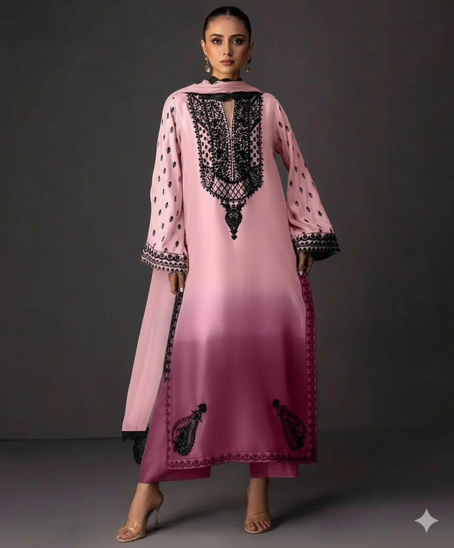 3PC Dress Printed Silk – Complete 3-Piece