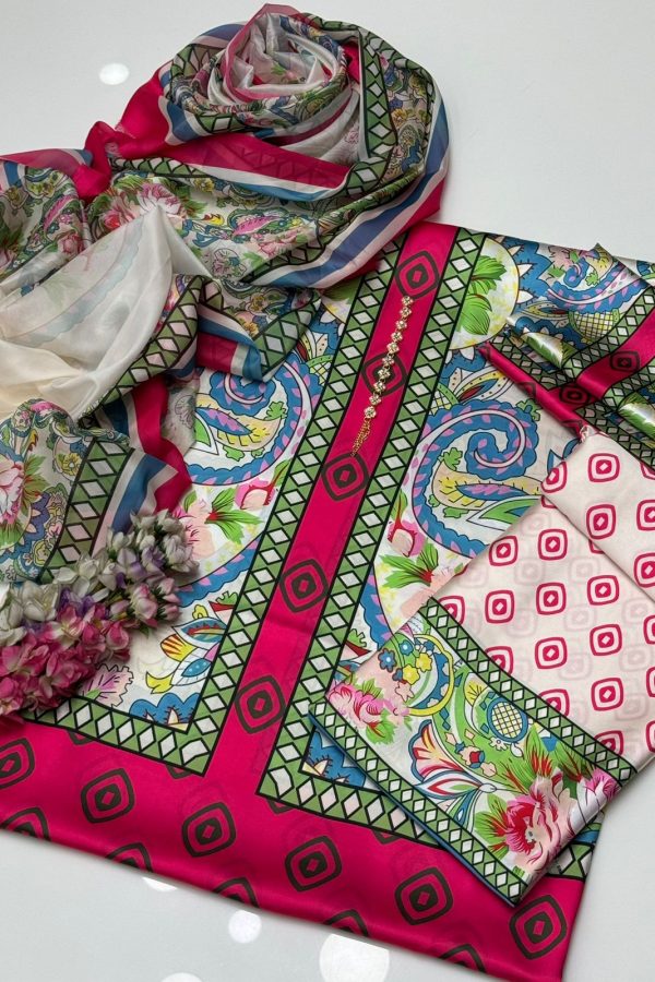 Printed Silk 3PC Dress – Shirt, Trouser, Dupatta